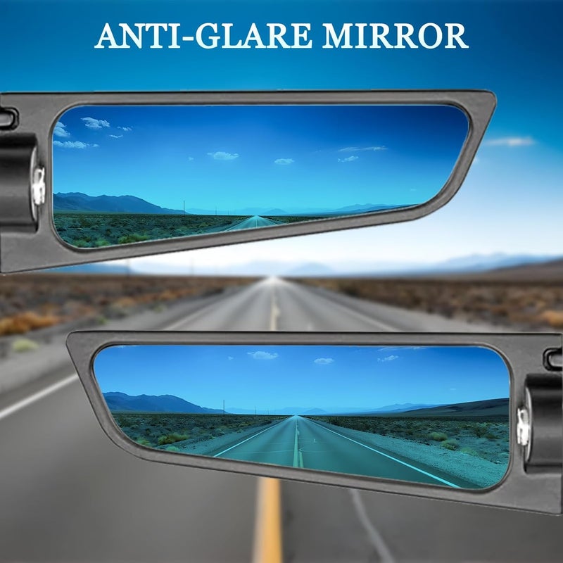 Scerymo Anti-Glare Motorcycle Rear View Mirrors, 360° Rotating Stealth Mirror, Adjustable Side Mirrors, for Kawasaki Ninja 300 400 500 650, Honda CBR300R CBR500R CBR600RR CBR1000RR, Suzuki GSXR 600 750 1000 - Image 2